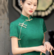 绿色旗袍长款中高考送考中国风连衣裙复古妈妈装2024夏季新款改良