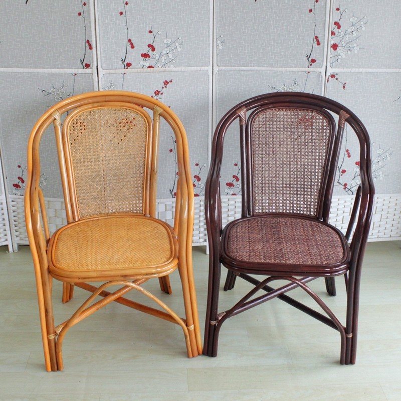 天然藤椅子单人阳台老人靠背真腾竹编织休闲办公家用藤条电脑座椅