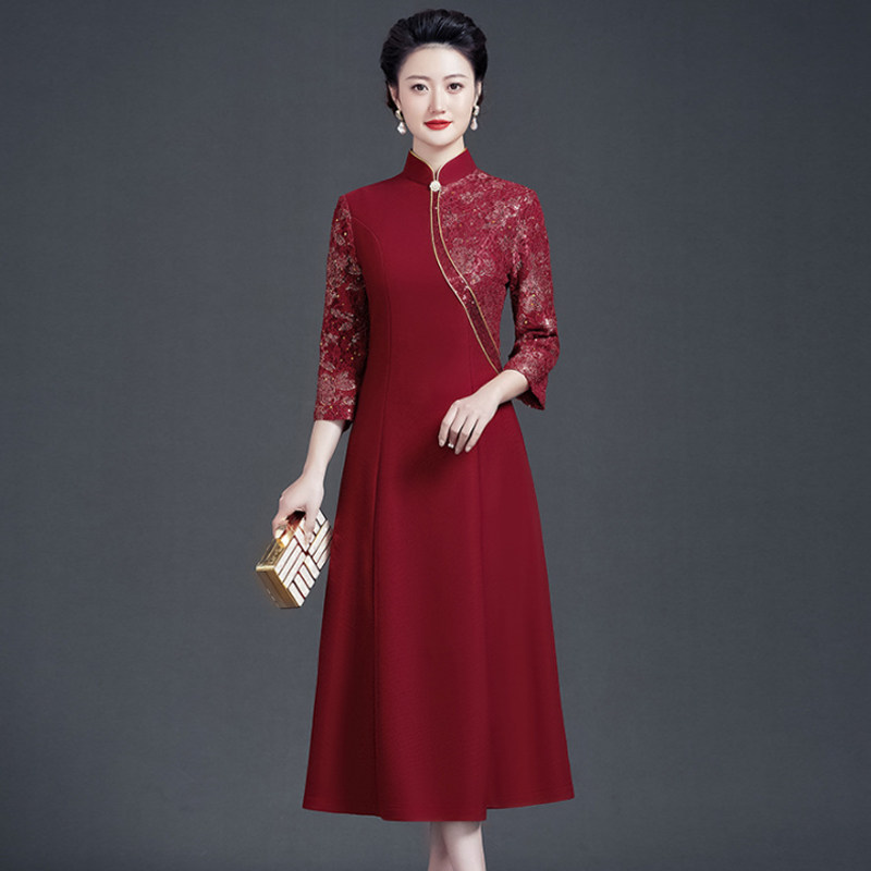 主持人晚礼服女高贵喜婆婆新娘结婚妈妈婚宴连衣裙春季大码年轻款