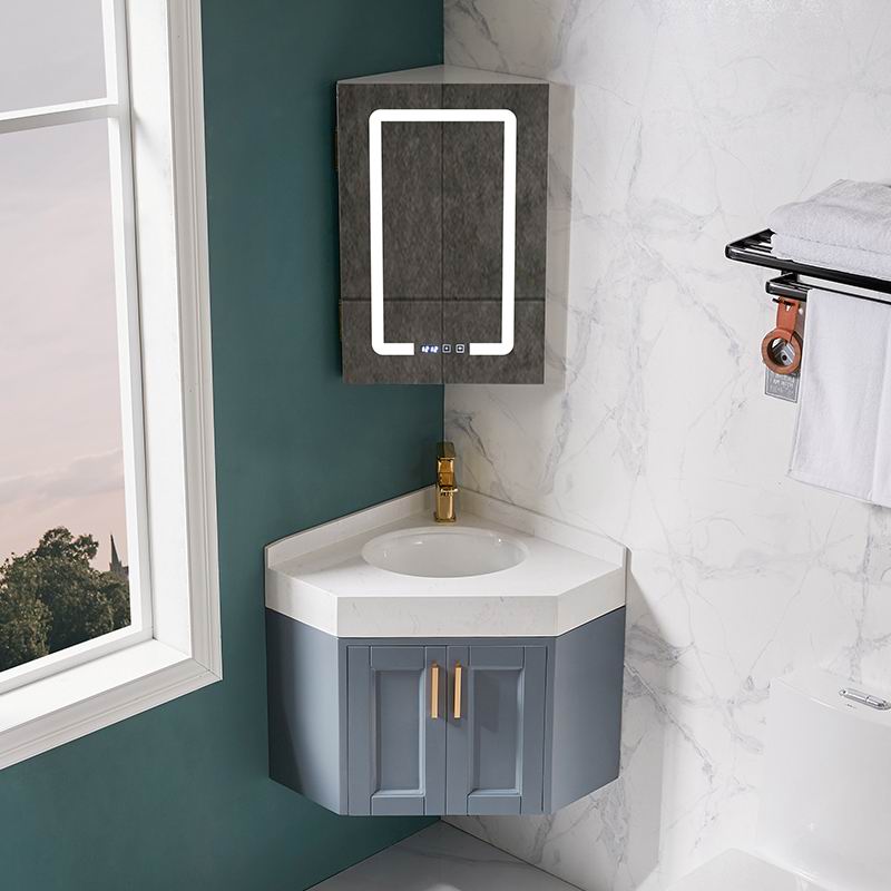 小户型挂墙式浴室柜三角形洗手盆北欧转角洗脸盆组合墙角落洗漱台