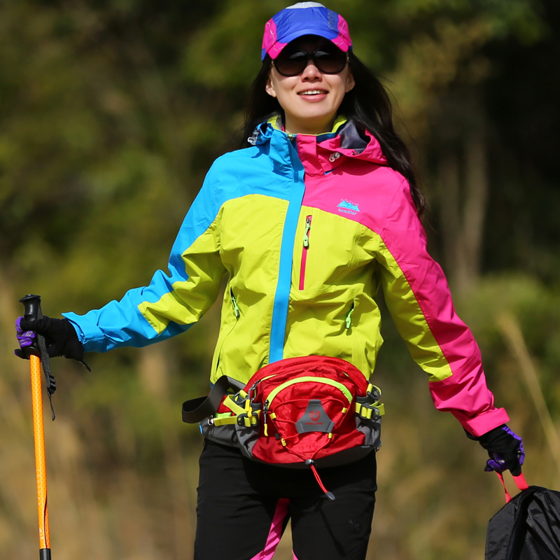 淘淘户外女士拼色多功能单层冲锋衣徒步自驾游防水防风登山服外套