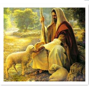 新款精准印花正品dmc十字绣客厅卧室玄关欧式人物油画 耶稣牧羊图