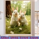 可爱森系小兔子自贴纸墙上床边室内贴画吉祥物新款动物现代装饰画
