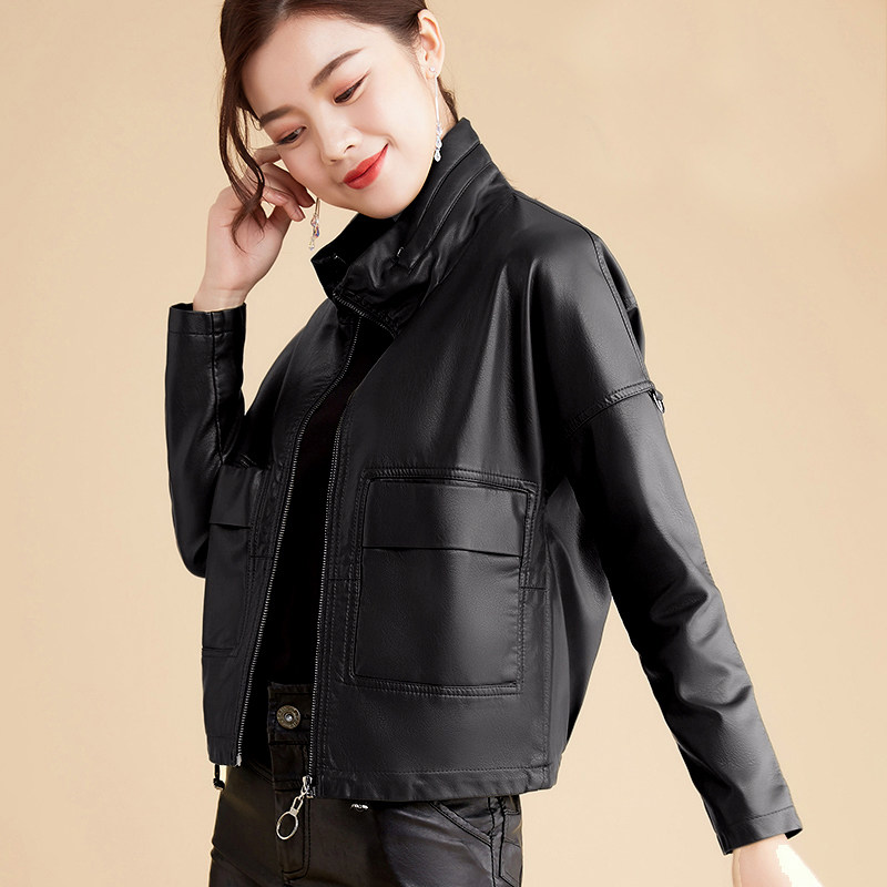 妈妈皮衣外套女短款
