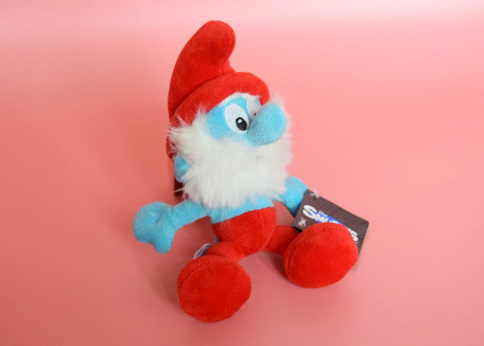 蓝精灵礼品_抓机卡通动漫蓝精灵公仔带吸盘蓝爷爷毛绒玩具 公司店铺