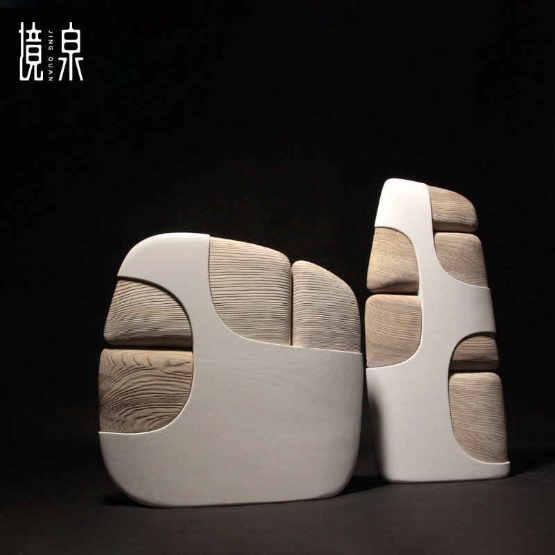 现代简约样板间玄关装饰摆件木雕工艺创意软装抽象雕塑艺术品摆设