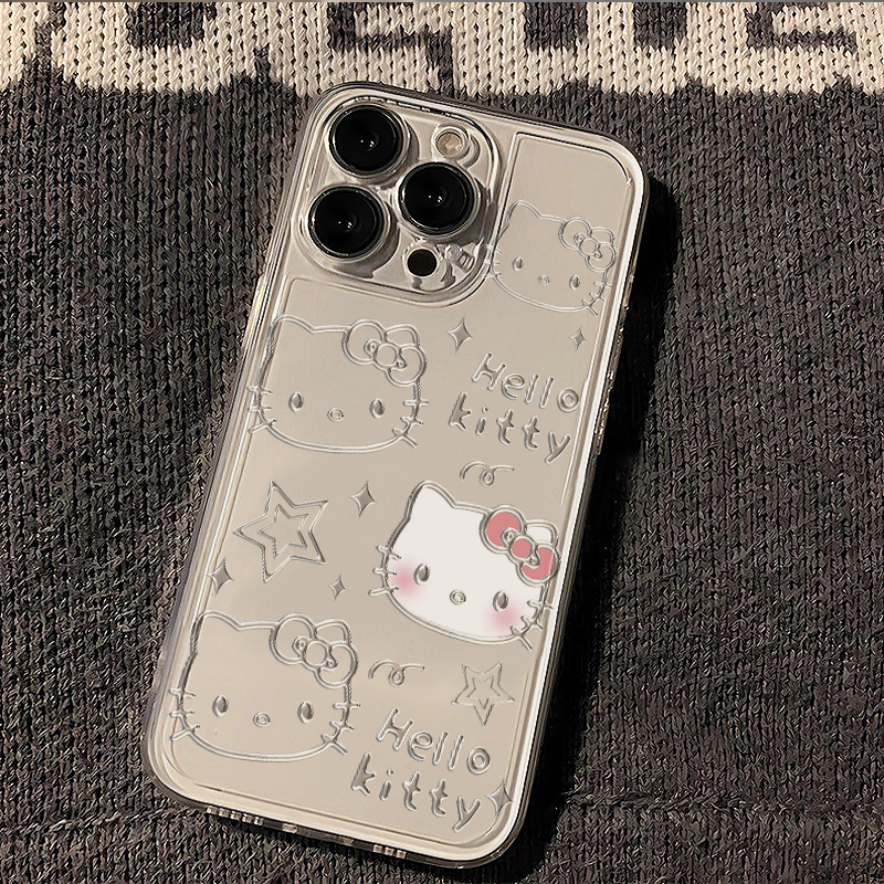金属感银线条KT猫适用iPhone