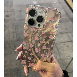 韩系ins少女玫瑰小碎花适用iPhone15promax手机壳苹果13pro新款14羽纱壳12小清新11女14pro小众15全包手机套