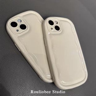 新款适用苹果14的手机壳奶白肥皂13promax高级感12pm气囊15pro硅胶11镜头全包iohone14小众iphone不撞壳max套