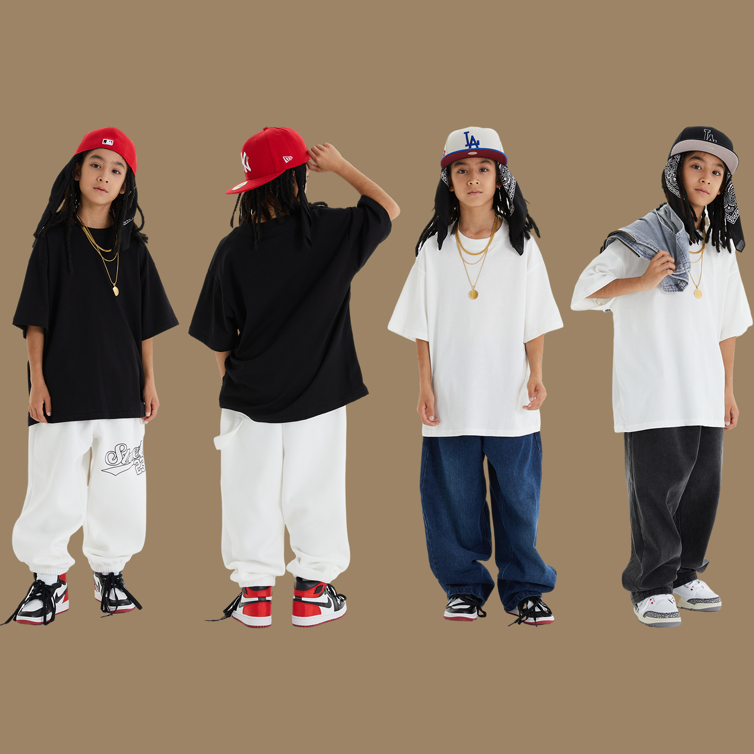 少儿街舞演出服套装宽松嘻哈hiphop儿童爵士舞蹈表演男童潮服夏季