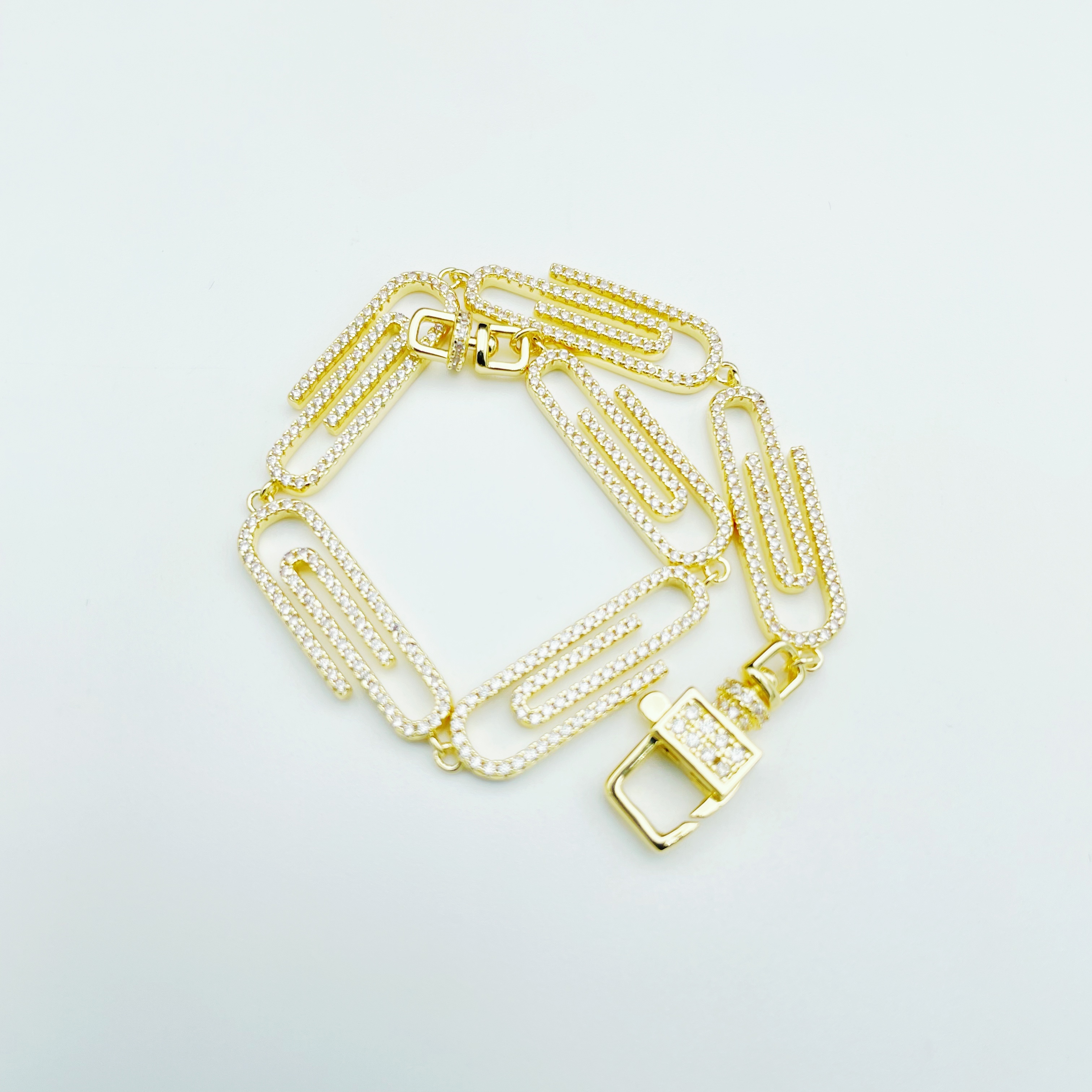 现货goldenasty镀金回形针链手链欧美潮流嘻哈说唱hiphop明星同款