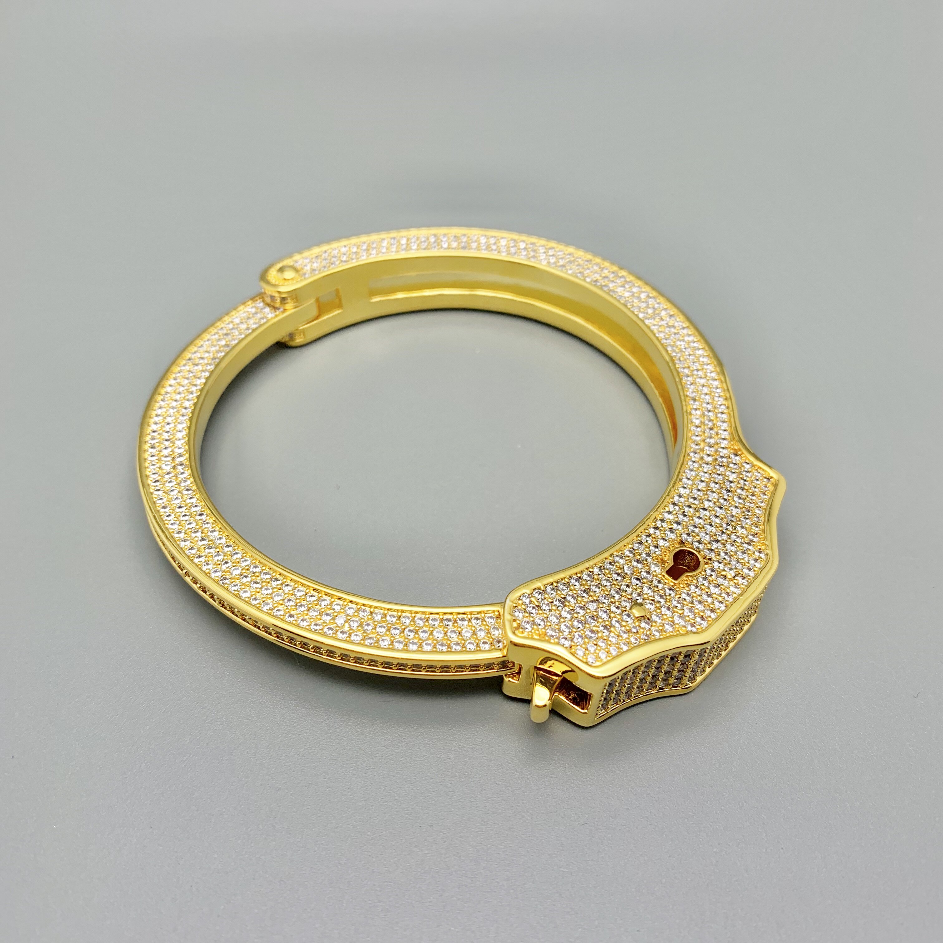 现货goldenasty国潮原创品牌 镶钻手铐手镯 18k镀金嘻哈说唱手链