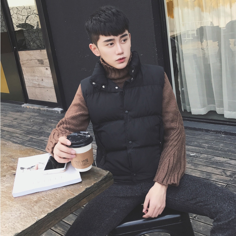 棉馬甲男秋鼕男士外套韓版潮流修身坎肩帥氣鼕季休閑青年學生馬夾