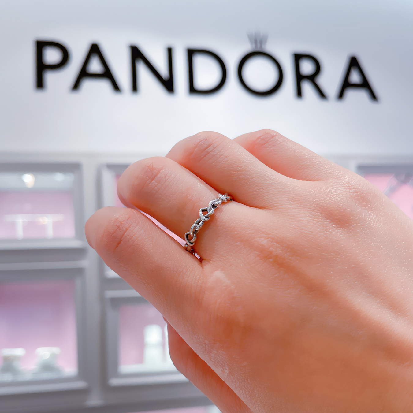 【现货】pandora潘多拉心意交织男女戒指198018对戒送女友情侣款