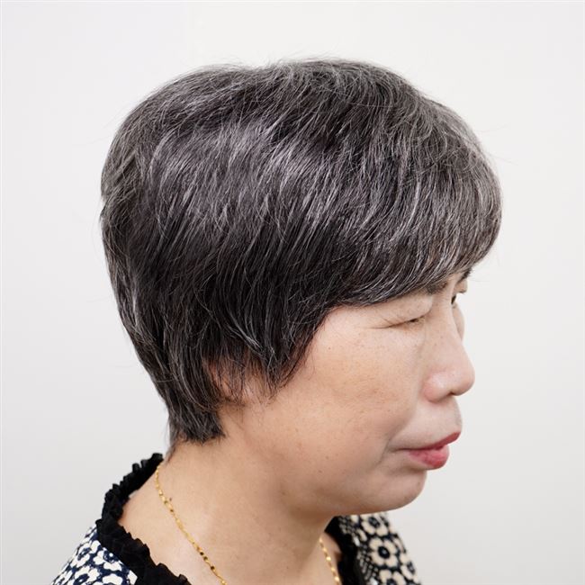 中老年妈妈花白假发真发全头套奶奶短发假头套舞台扮演老人发型