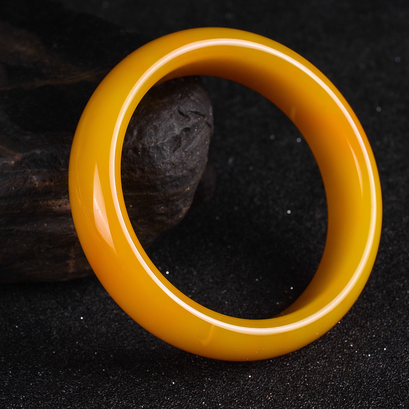 天然正品和田玉金丝玉黄龙玉手镯女款玉石鸡油黄冰透黄玉镯子