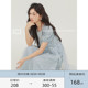 CHACHASTU 新中式国风两件套短袖连衣裙女夏季2024新款蓝色裙子