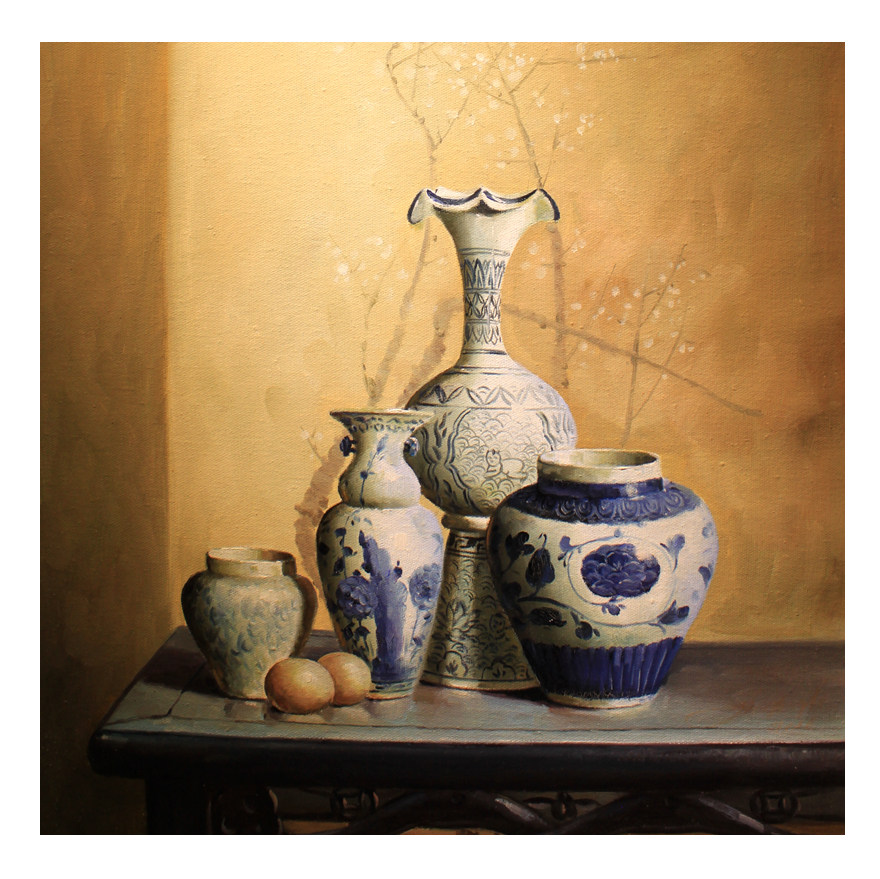 郑伯勇《青花瓷》| 50*60cm写实油画