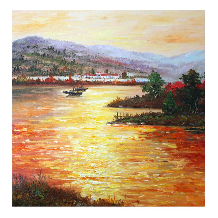 湖北美院 邢子文《半湖流水夕阳红》50*60cm布面油画