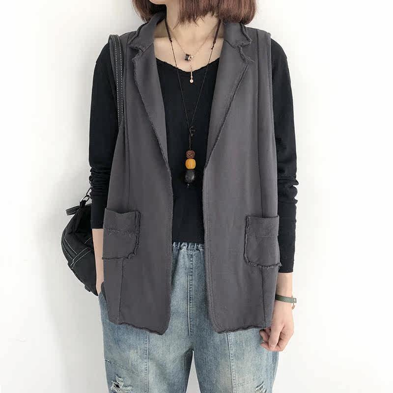 马甲女春秋装新款韩版宽松显瘦大码纯棉坎肩百搭外穿无袖外套上衣