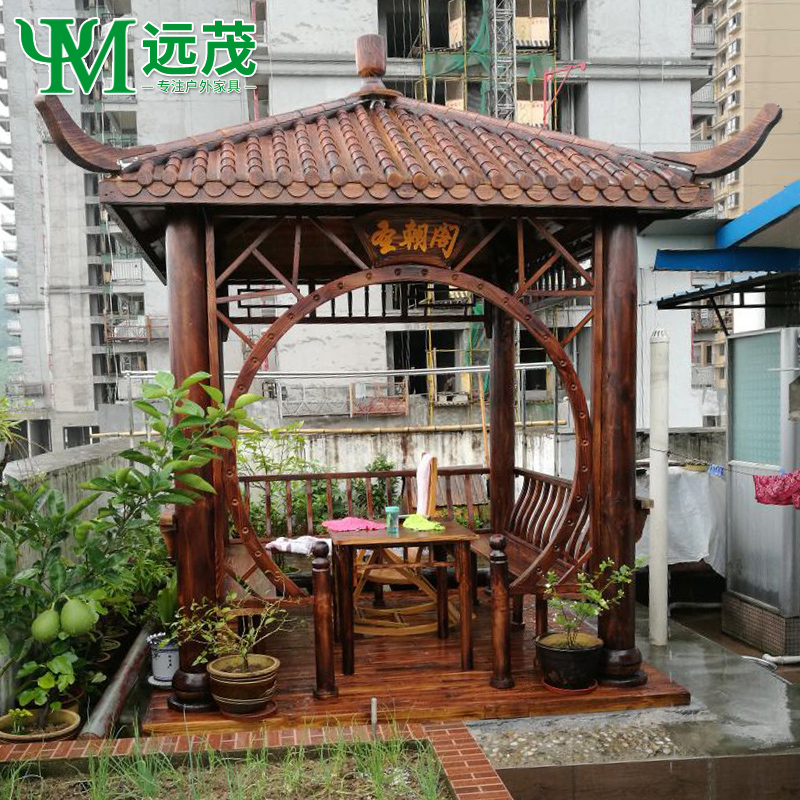 远茂户外实木凉亭小木屋别墅庭院木制院子四六八角实木公园亭子已售