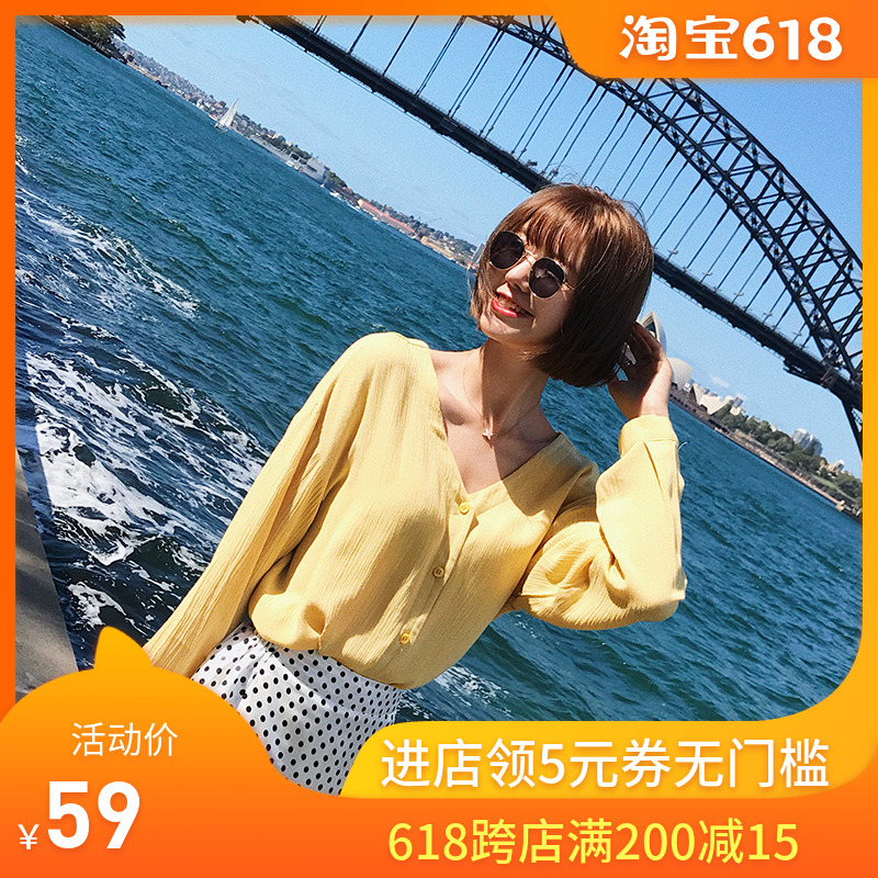 【59元包邮】【限量清仓 抢完即止】小清新V领单排多扣长袖上衣|ruв категории Женская одежда, рубашка - от Buy2taobao.com для оказания профессиональной услуги покупки агента Taobao