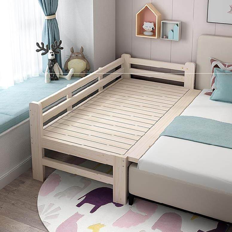 儿童实木拼接床女孩主卧榻榻米床边加宽实木母婴现代儿童床单人床-mc