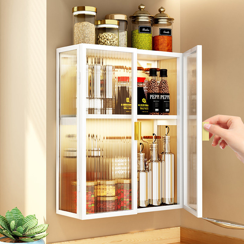 厨房调料柜子储物柜挂墙收纳柜壁挂式免打孔墙上墙壁置物柜防尘柜