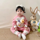 女童套装春秋新品女宝宝衣服立体小花朵女孩春季两件套韩版童装