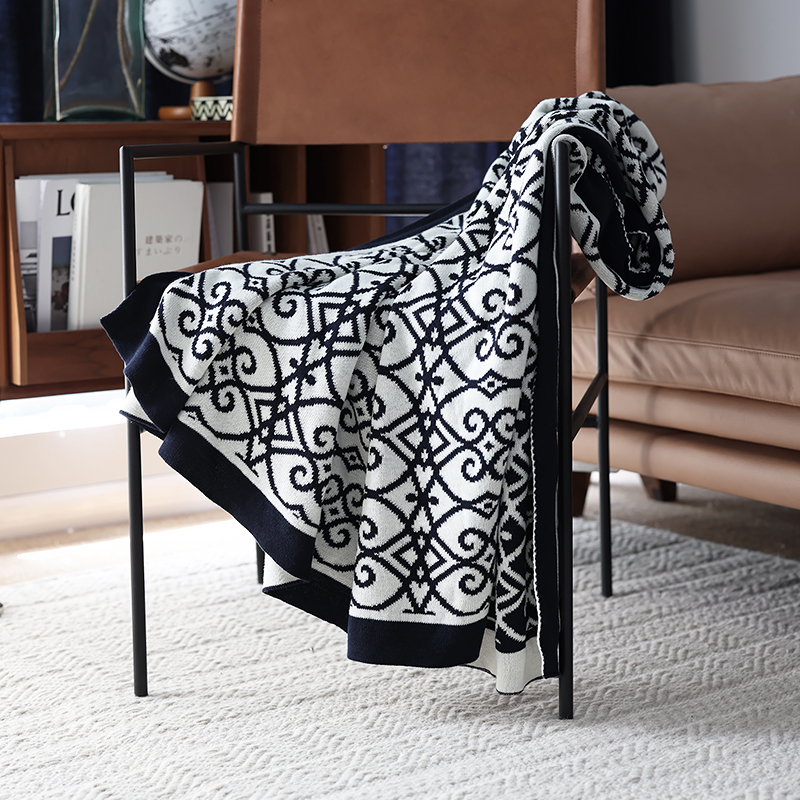 双层加厚纯棉毛线毯子沙发休闲装饰盖