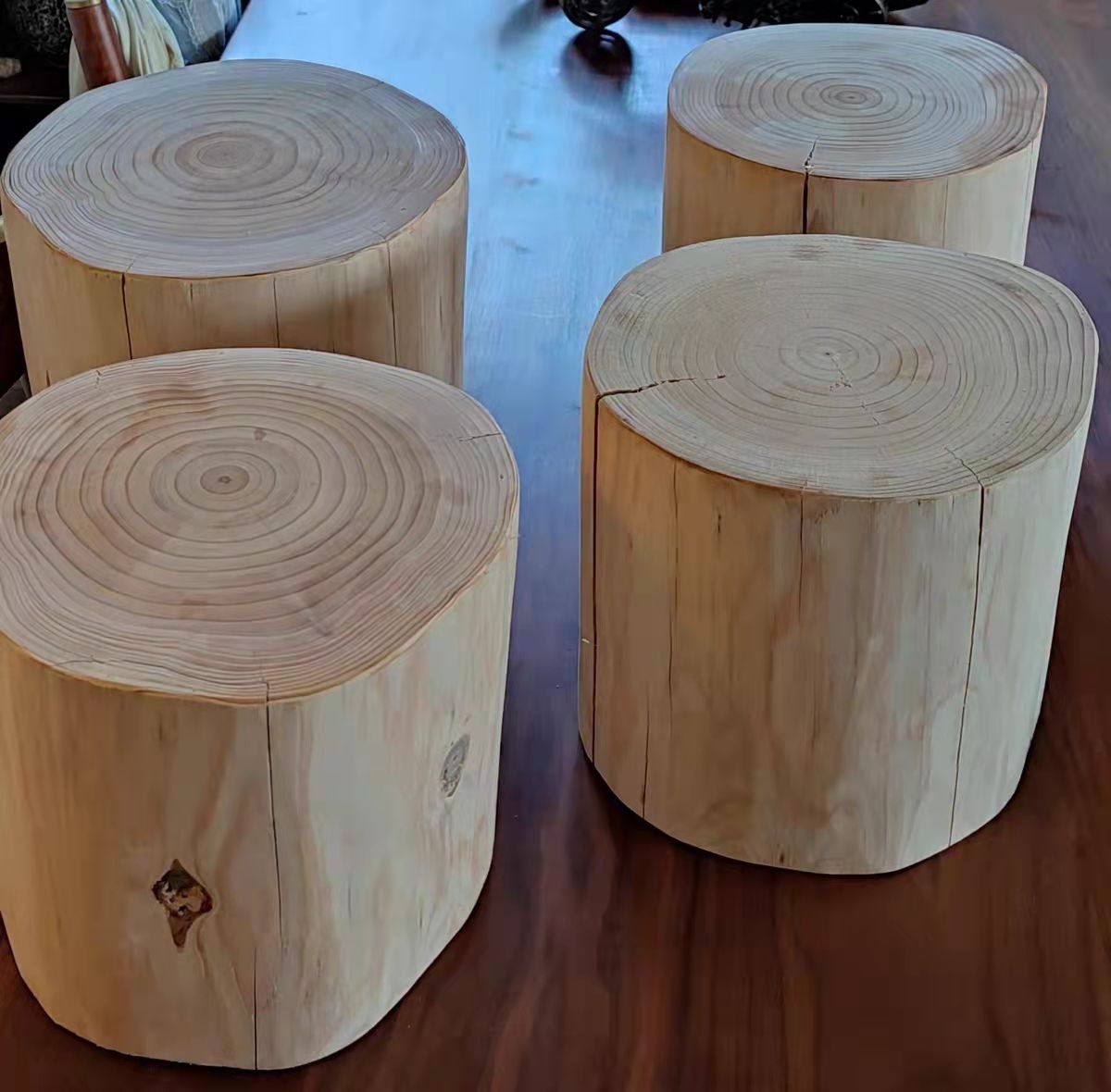 北欧原木圆形凳子客厅根雕木墩装饰服装店摆件家用树墩实木小茶几
