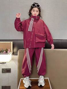 女童套装秋装2023新款儿童洋气韩版大童秋季网红时髦冲锋衣两件套