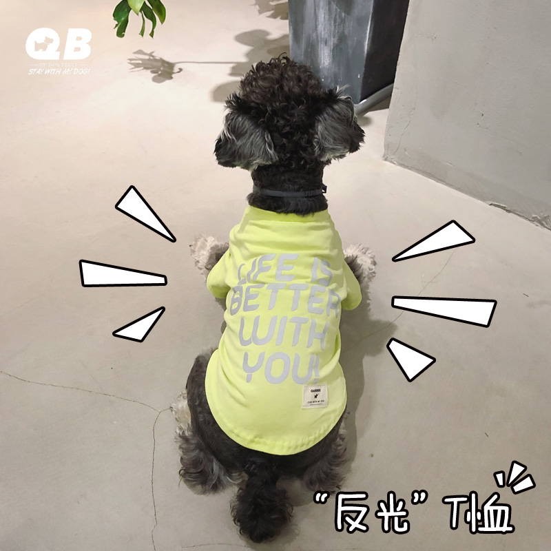 QB自制雪纳瑞宠物狗狗秋季衣服T恤潮柴犬法斗博美夜间反光衣秋装