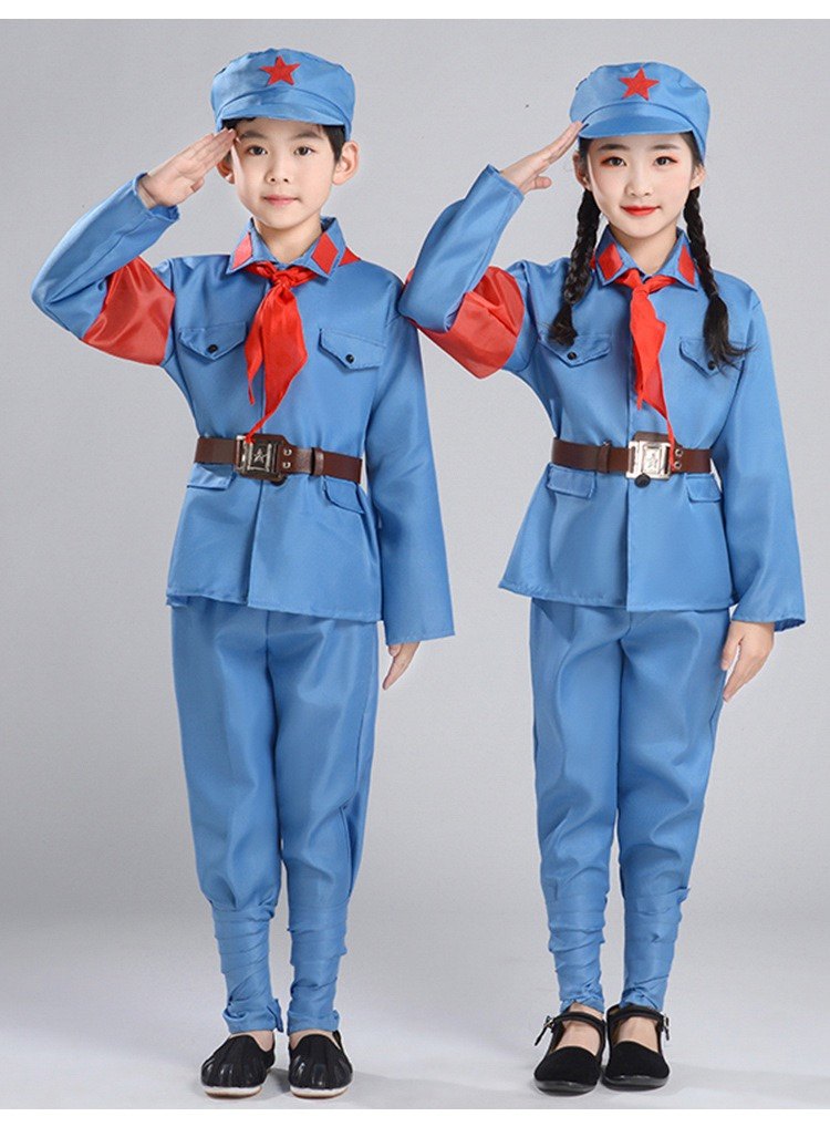 六一服儿童演出服八路军红卫兵男女新四军红星闪闪军装表演服