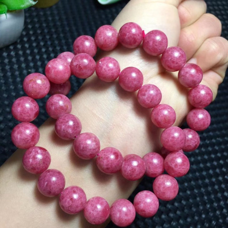 天然黄金蔷薇辉石手链女款 红黄玫瑰石粉色水晶手串桃花饰品