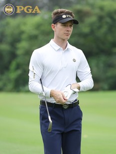 美国PGA 高尔夫服装秋冬男士长袖T恤GOLF弹力运动男装球服POLO衫