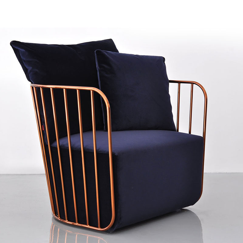 金属布艺懒人沙发椅 客厅卧室休闲创意简约小户型金色 铁艺沙发