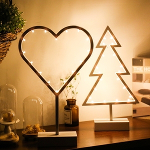 led小夜灯台灯摆灯 个性浪漫卧室床头装饰灯五角星爱心小彩灯