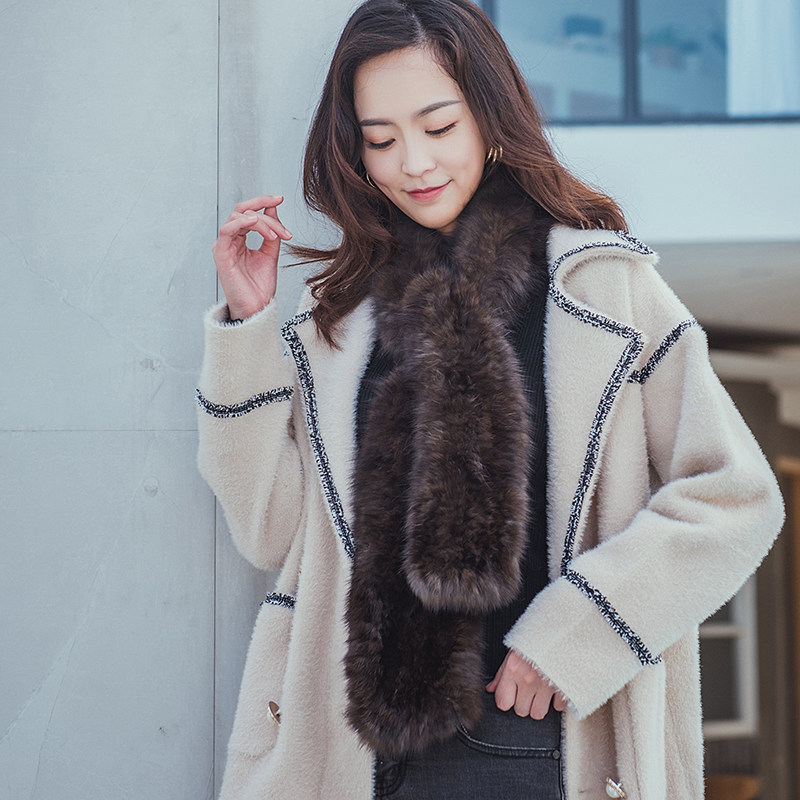 展曼紫貂围巾女生秋冬天貂皮毛毛围巾百搭保暖真皮草围脖毛领子女