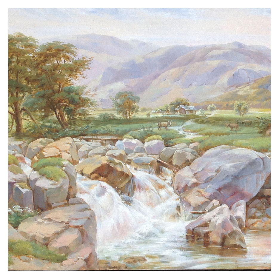 方涌泉《溪流春色》布面油画