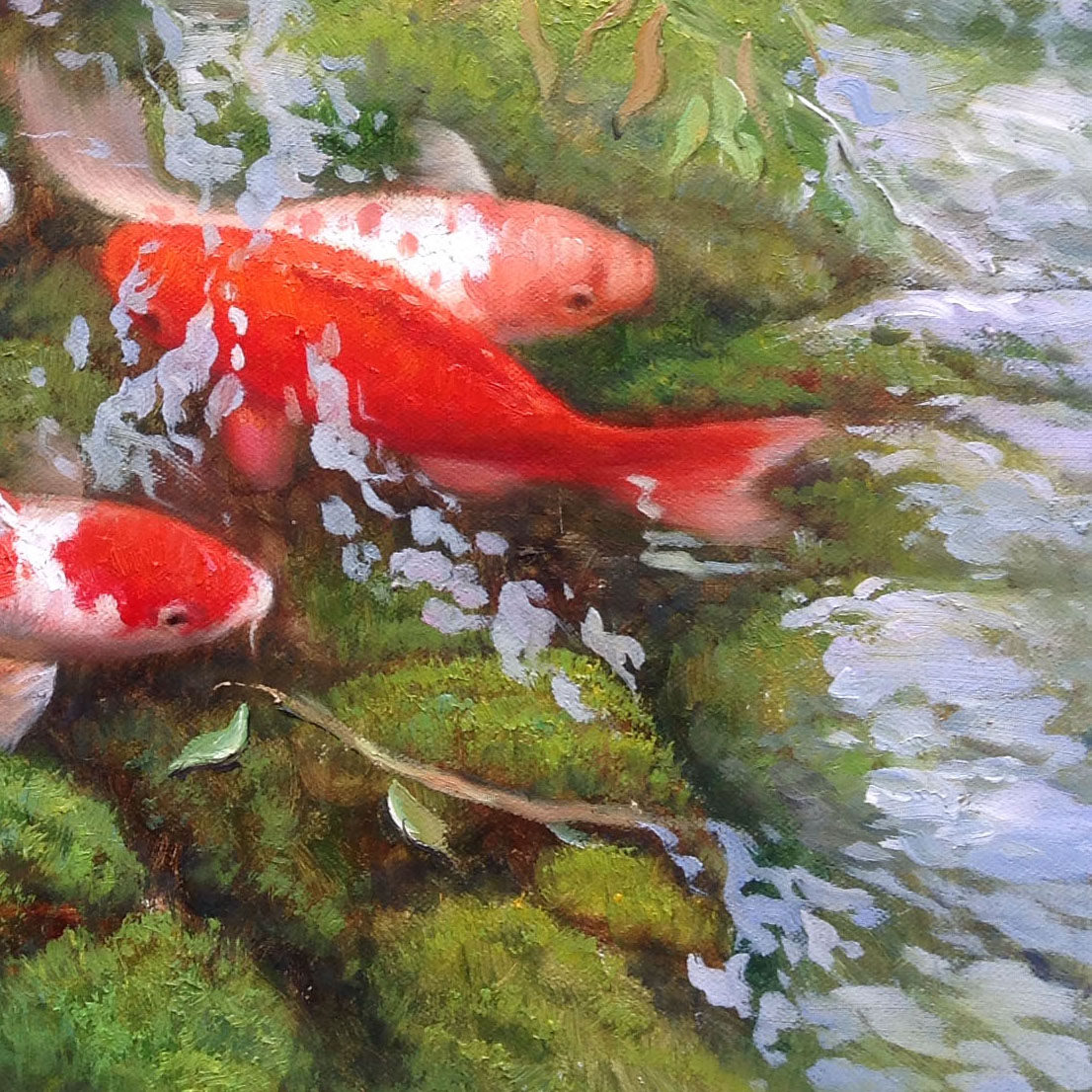 陈蝶《年年有余》布面油画