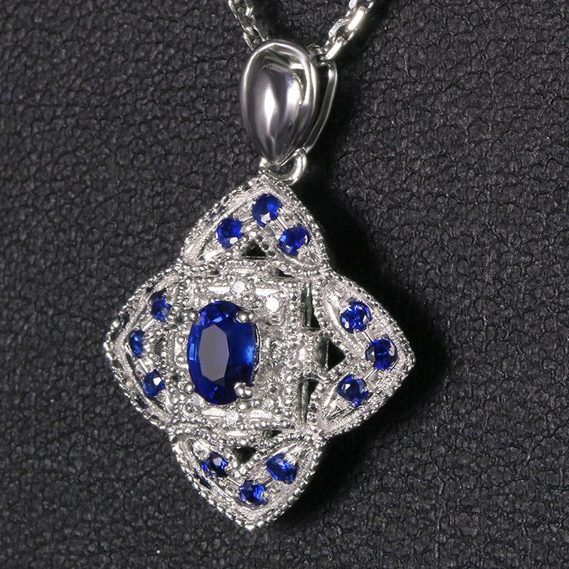 75ct蓝宝石吊坠镶钻石0.04ct 善合珠宝 232700