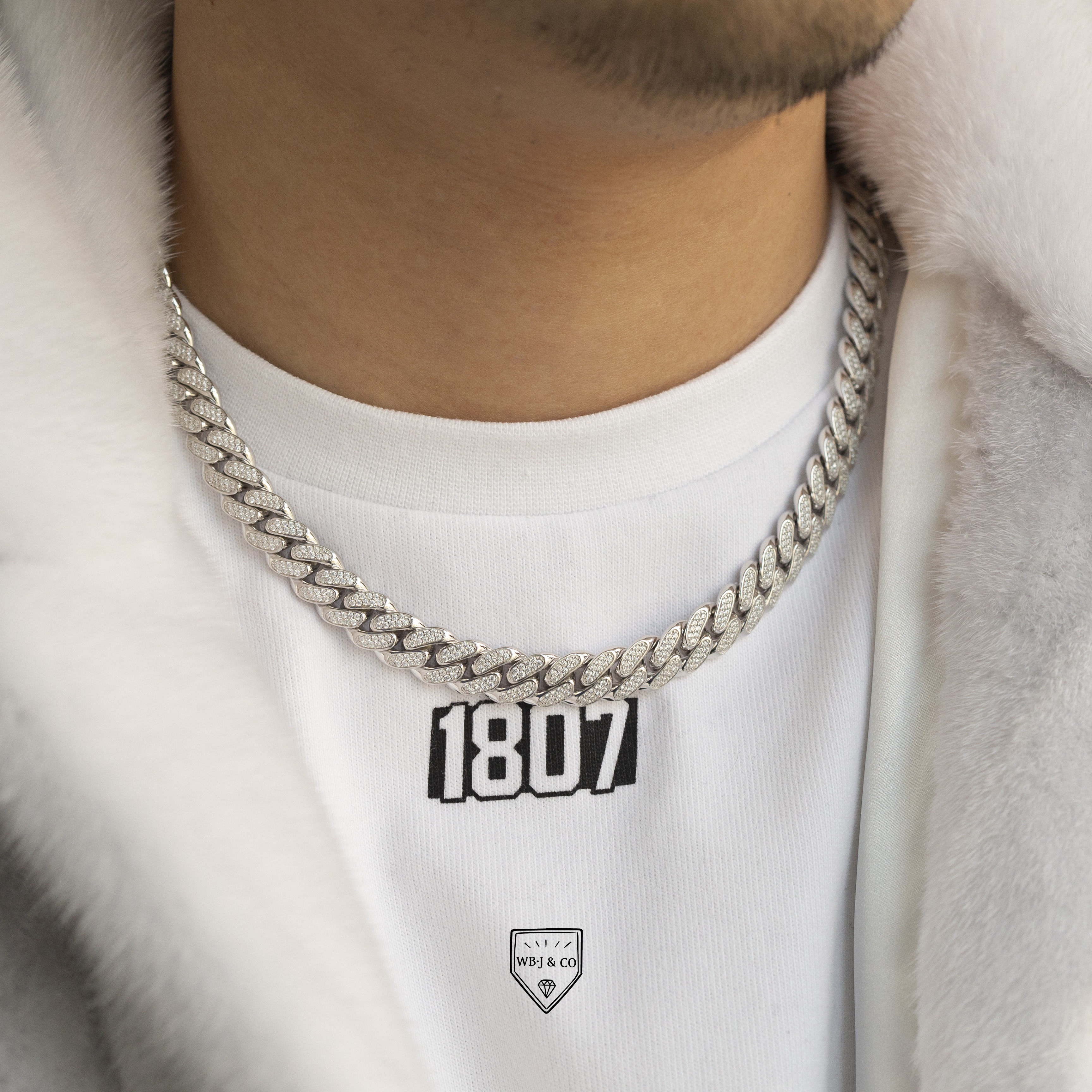 wbj定制珠宝10mm古巴链miamicuban满钻古巴链古巴项链