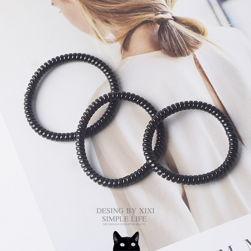 特价细皮筋发绳 小 黑色_25条装细款黑色韩国电话线发圈橡胶圈头绳发