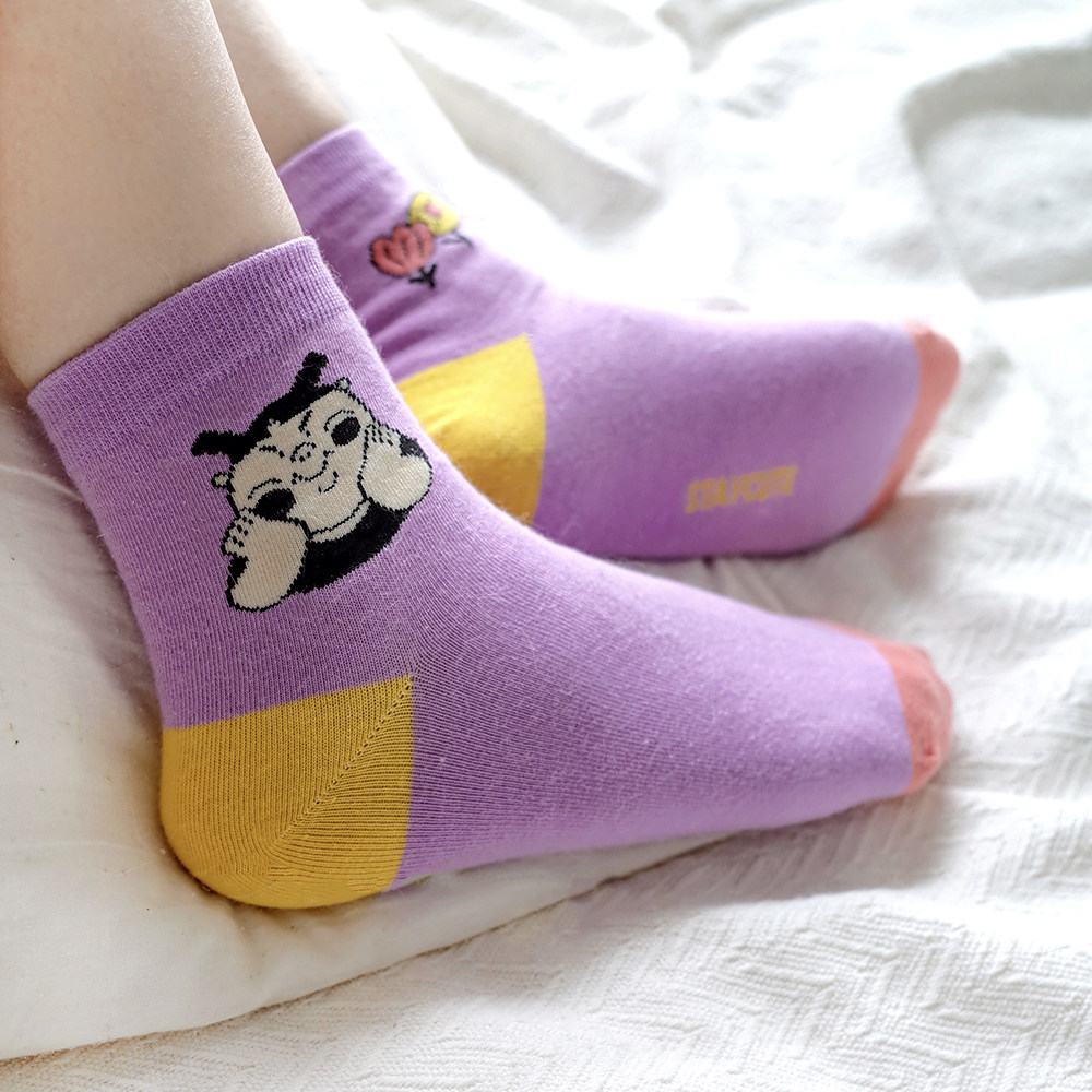stay cute | 小屁嗝紫色袜子 原创卡通可爱短筒袜 少女袜子