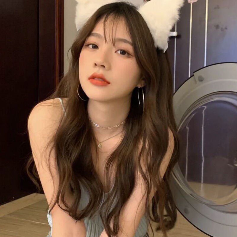 发卡假发女长发自然长卷发空气刘海水波纹渐变网红日常全头套式