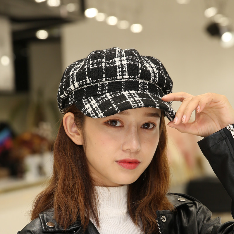 格子贝雷帽女英伦风