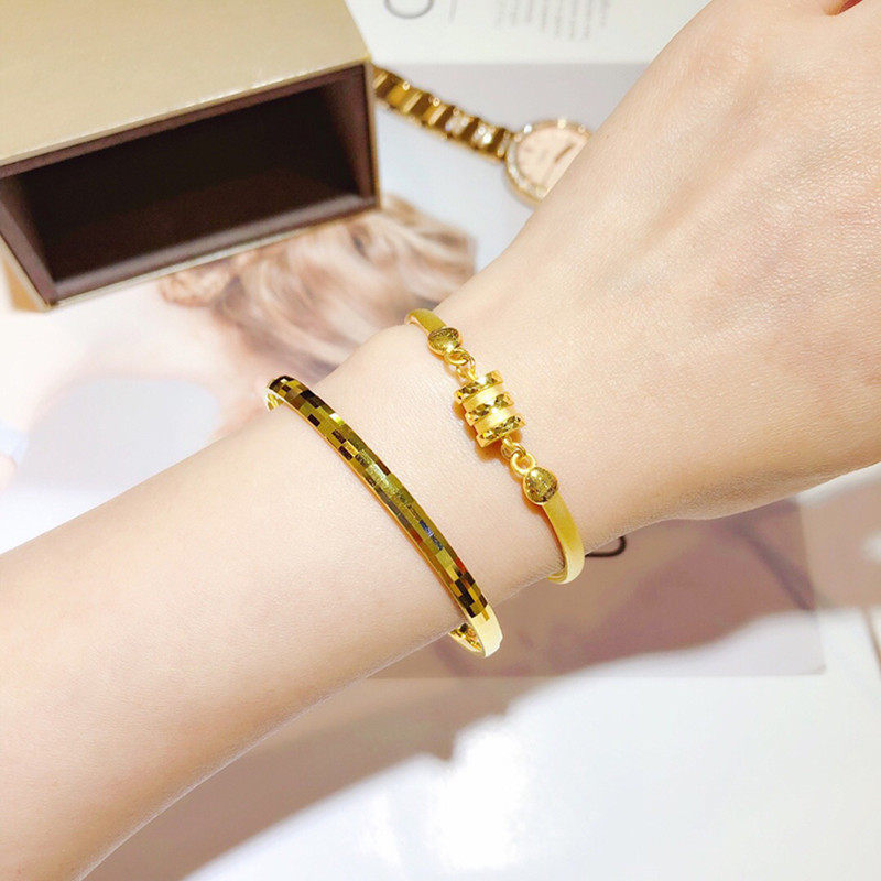 999足金小蛮腰手镯女时尚百搭简约黄金镯子24k纯金正品手环不掉色