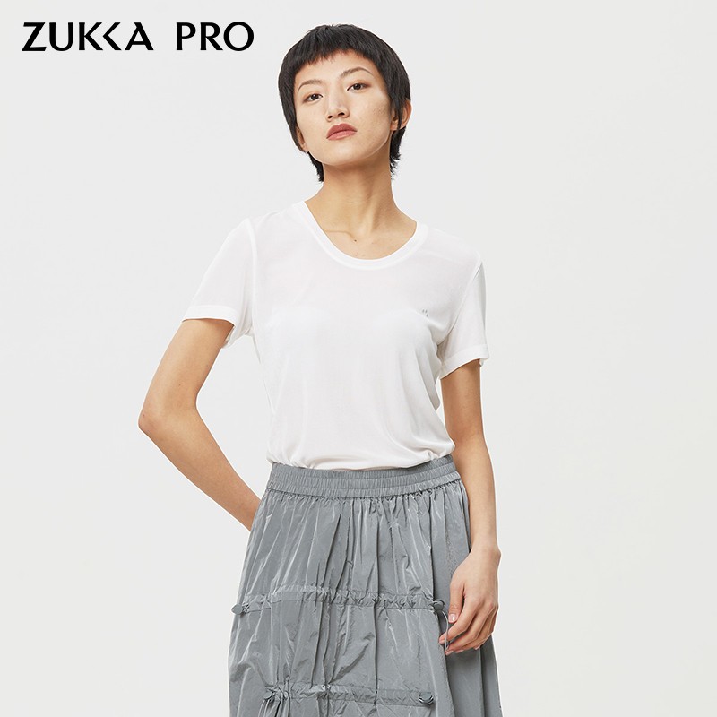 ZUKKA PRO卓卡女装专柜同款夏季新款修身显瘦圆领短袖T恤休闲上衣