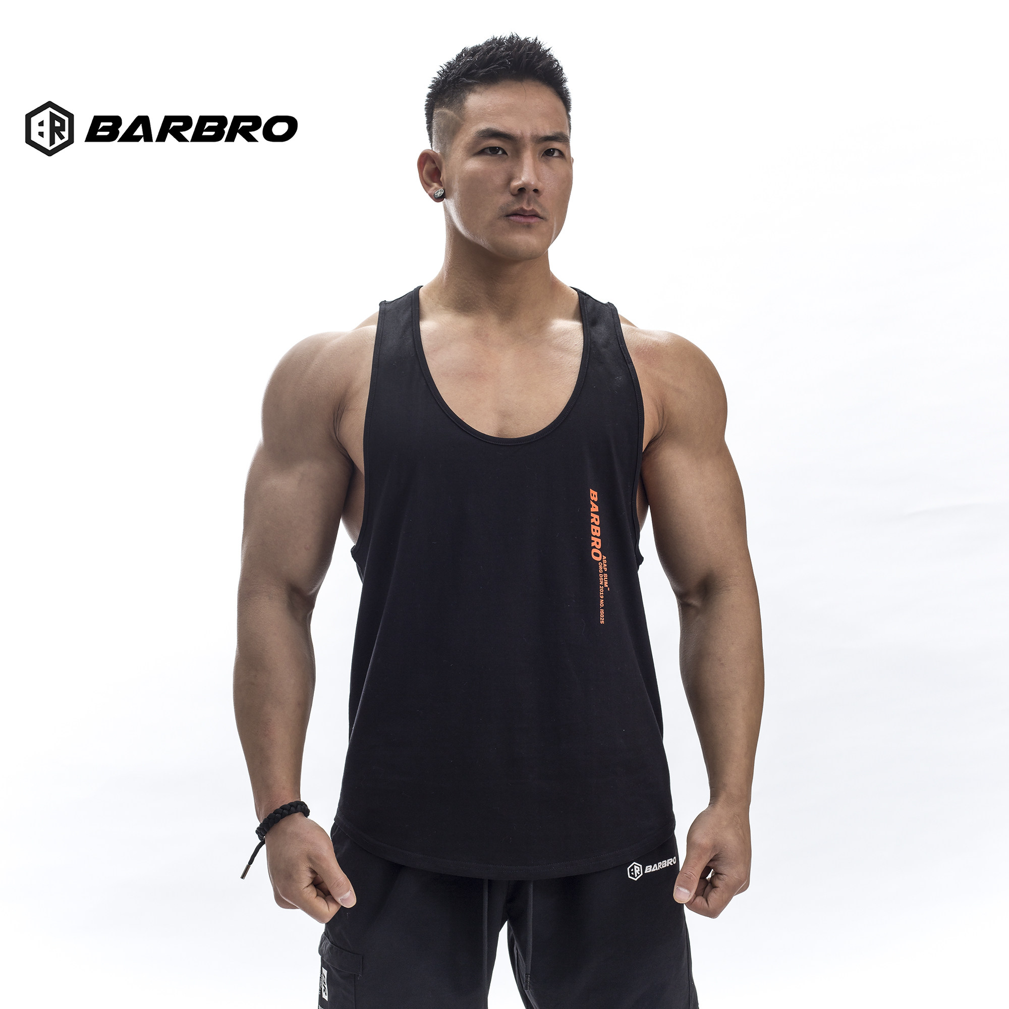 运动健身背心棉显肌肉宽松棉感barbro吸汗背心撞色无袖器械训练服